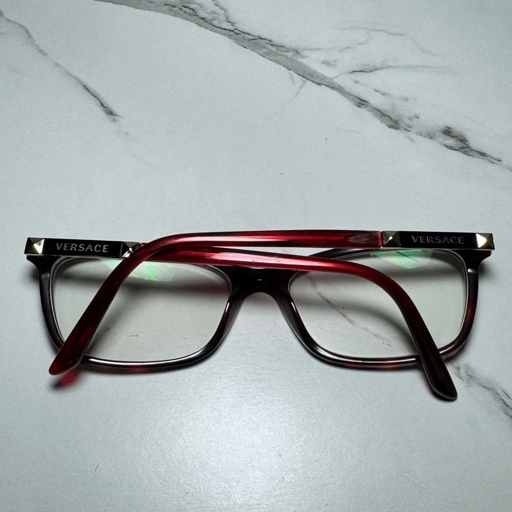 Versace Dark Red Havana Eyeglasses MOD 3186 5184 54-16-140 Rectangle Frames